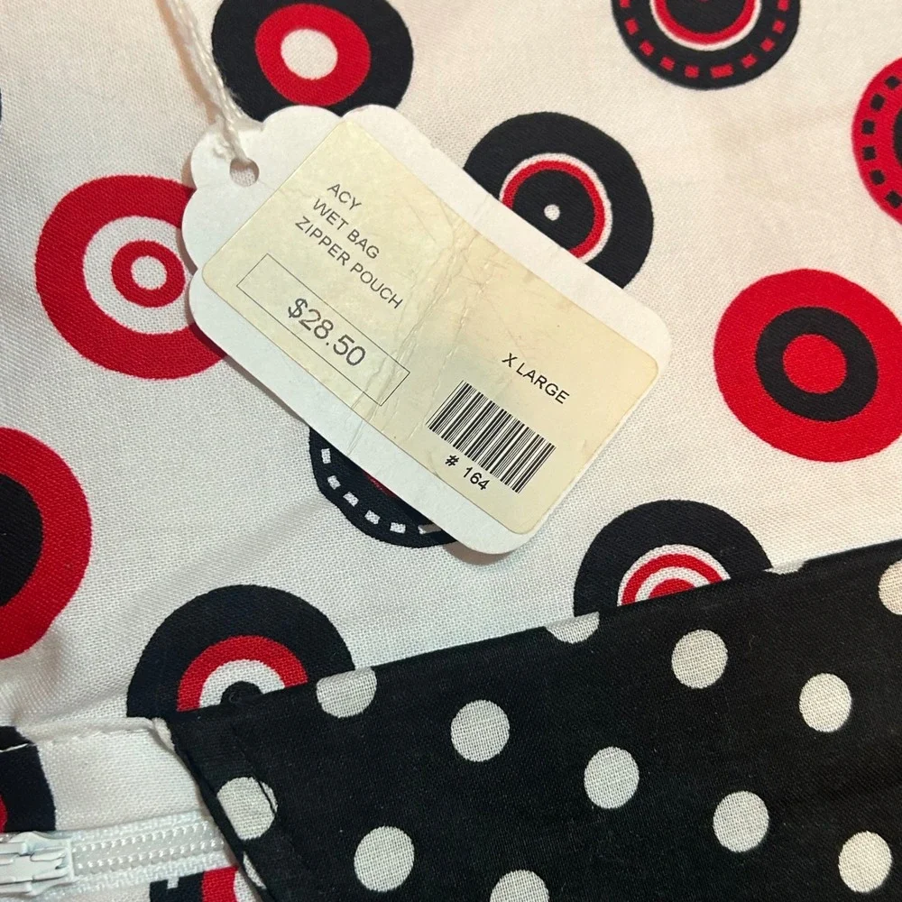 NWT‎ Wet Bag Zipper Pouch Red Black White Circle Polka Dot Waterproof
